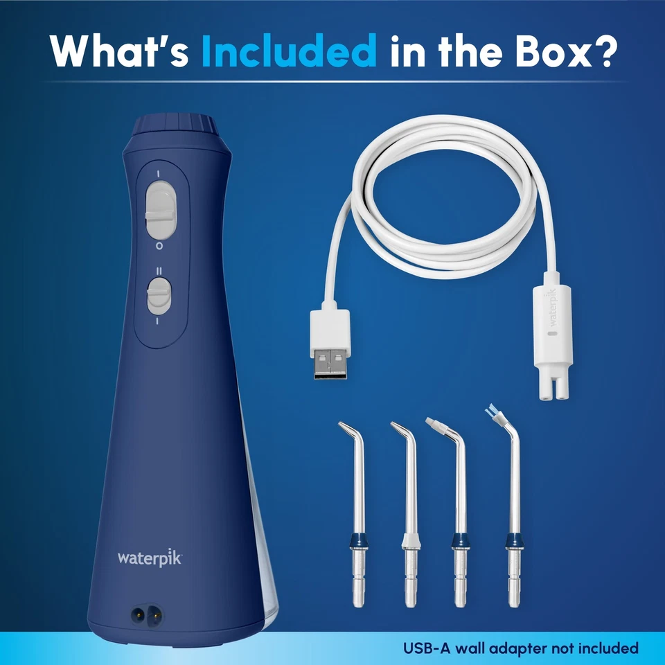 Waterpik Inalámbrico Plus Hilo de Agua con 2 Ajustes, 4 Puntas, Aceptado ADA, Azul Foto 4 de 4