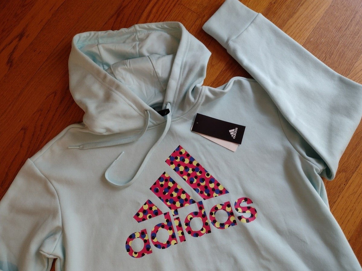 NWT $55 MSRP Adidas Women's Mint Green Polka Dot Logo Hoodie HD8211 1X 2X