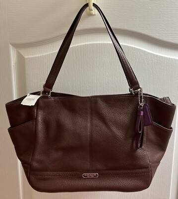 NEW COACH F23284 Park Leather Tote Bag Carryall Brown Handbag