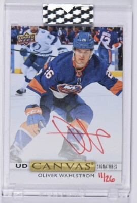 Oliver Wahlstrom 2019-20 Clear Cut Canvas Signatures Auto Red Ink  Rookie #11/26