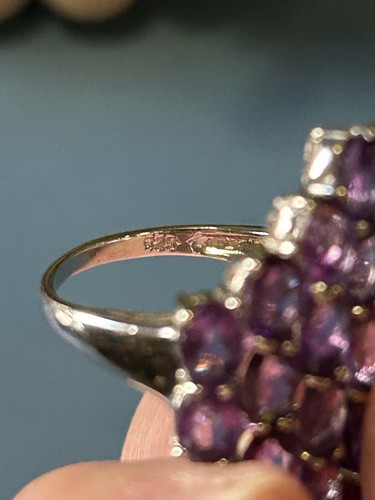 STERLING SILVER Large Diamond Shape Amethyst Ring 7.3 Gr SZ 8.5 BEAUTIFUL! - Picture 4 of 9