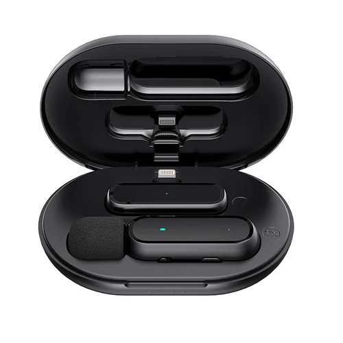 2.4G Wireless Lavalier Microphone Mini Mic with Charge Case for Android Iphone