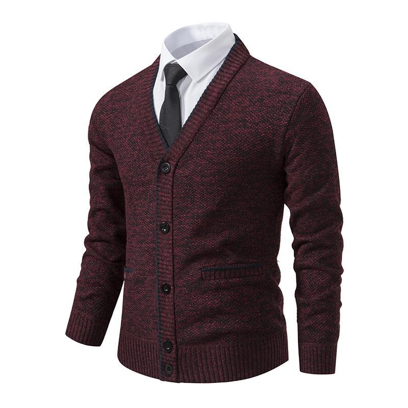 Men's Classic Button Down V-Neck Cardigan Sweater Long Sleeve