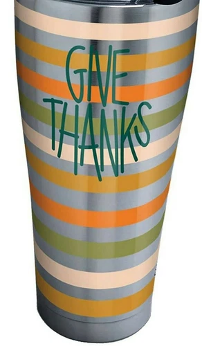 Tervis Tumbler Thanksgiving Stripes Give Thanks 30Oz Coton Colors Stainless NEW