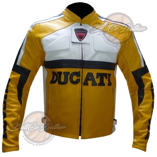 Amarillo Motociclista Equipo Chaqueta de Cuero Ducati 3039 Moto Blindado  Abrigo | eBay