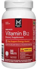Member’s Mark Vitamin B12 Quick Dissolve Tablets, 5000 mcg, Cherry, 300 ct.