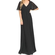 Show Me Your Mumu Emily Empire Maxi Dress Black Chiffon Size XS Bridesmaid