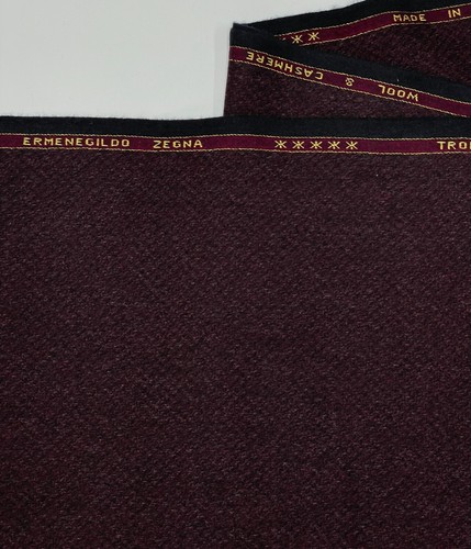 Burgundy Red ERMENEGILDO ZEGNA Jacket Fabric Cashmere Wool TROFEO Twill 1.10 m - Picture 8 of 17
