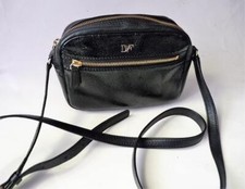 DIANE VON FURSTENBERG BLACK LIZARD LEATHER CROSSBODY BAG