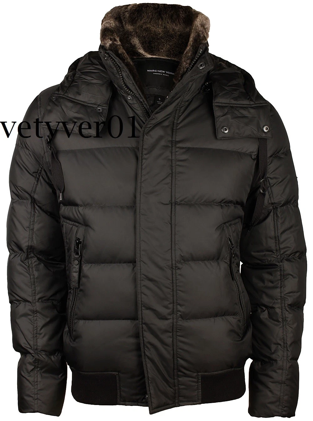 MARC New York Military/Flight Quilted Down Water-Resistant Jacket Black sz XL
