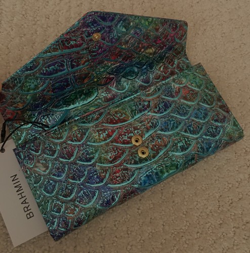 Brahmin VERONICA Trifold Envelope Wallet FRISKY MONTEGO Blue Multi Metallic NWT - Picture 10 of 11