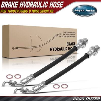 2x Rear Left & Right Outer Brake Hydraulic Hose for Toyota Prius Mirai Scion xB