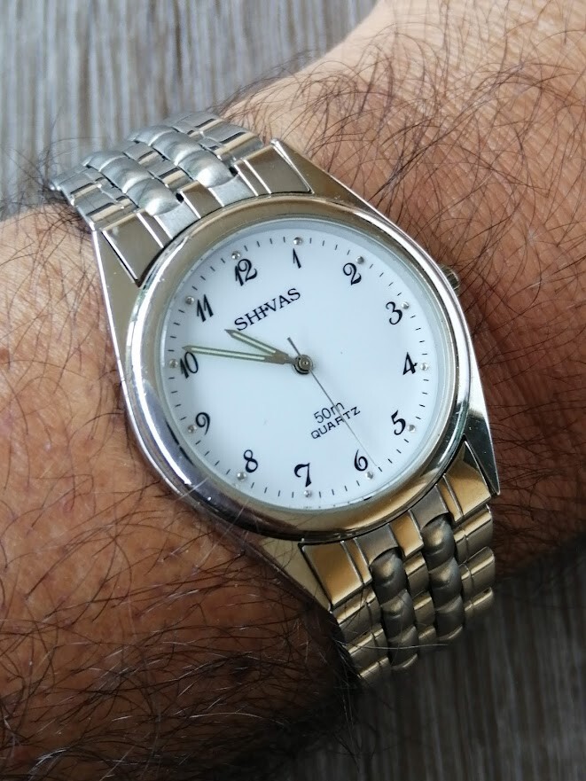 Montre Vintage Shivas 1990 Quartz Homme en Métal Argenté Idéale pour le Quotidien
