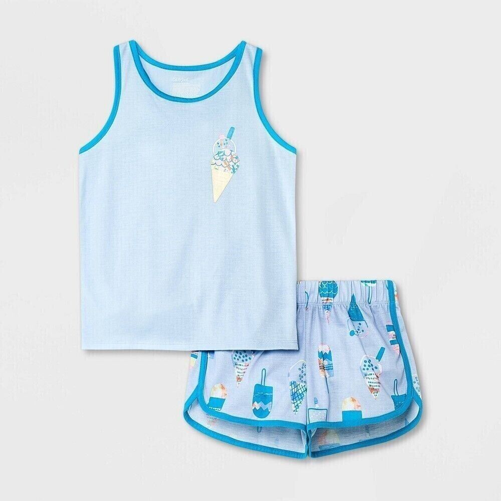 Girls' 2pc Ice Cream Pajama Set - Cat & Jack Blue Size Medium 7/8