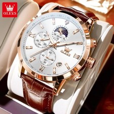 Waterproof Quartz Watch Men's OLEVS Luminous Luxury Business Leather Men Strap