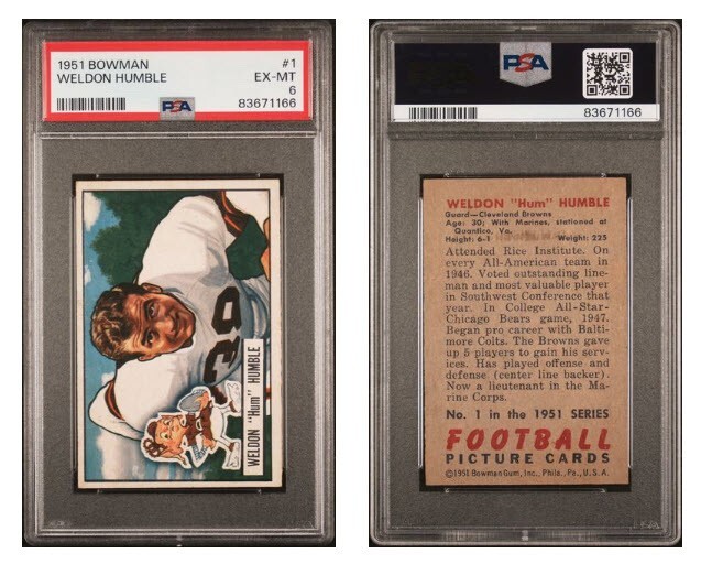1951 Bowman Weldon Humble Rc Rookie #1 PSA 6 EX MT
