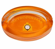 Nat Sherman Metropolitan Crystal Glass Ashtray - Maduro Orange - New