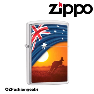 ZIPPO LIGHTER FLAG & LANDSCAPE KANGAROO 98914 PI - image 1 of 2