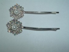 FAUX PEARL  RHINESTONE SNOWFLAKE BOBBY PINS HAIR PINS UP DO HAIR ACCESSORY
