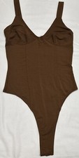 Women's Reformation Jeans V-Neck Sleeveless Thong Bodysuit Brown Size X-Small