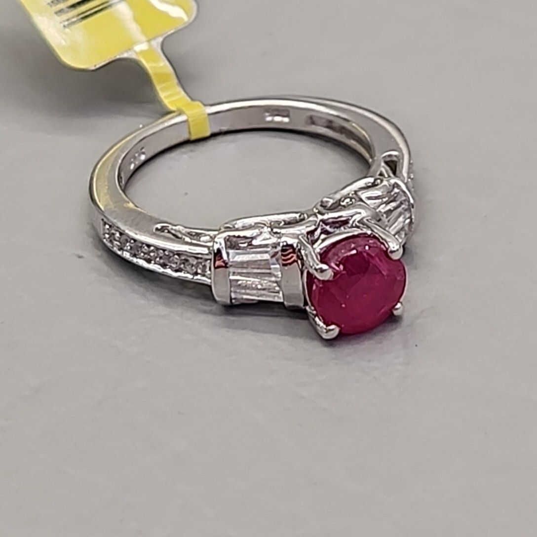 Ruby Ring Cocktail Red Lab Created White Topaz St… - image 8