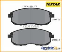 Bremsbelagsatz, Scheibenbremse Textar 2156201 FüR Nissan