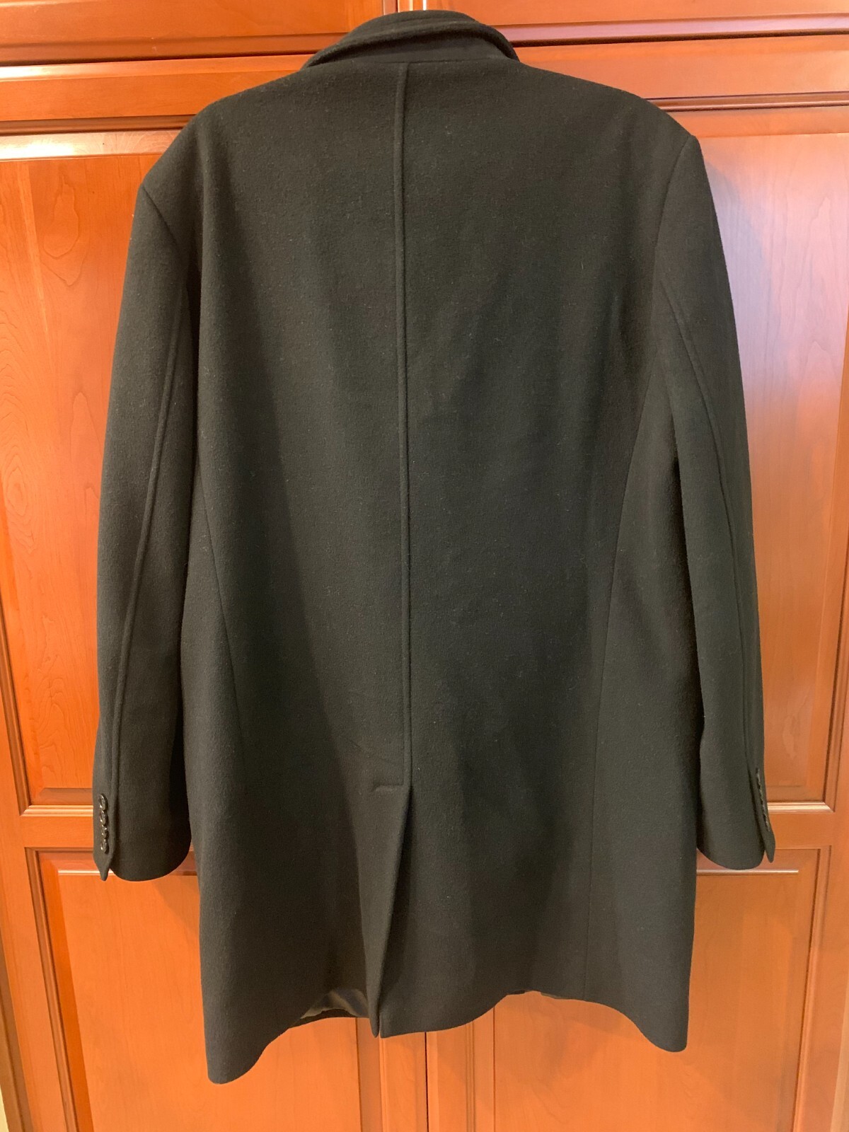 CELIO CLUB Long Wool Black Overcoat Men's Size Large Gem