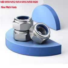 M8 M10 M12 M14 M16 M18 M20 Fine Pitch Nyloc Nuts Nylon Insert Lock Nut 1mm-1.5mm