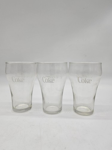 VINTAGE Set of 4 Enjoy COKE/Enjoy COCA COLA WHITE LABEL DRINKING GLASSES - Picture 3 of 14