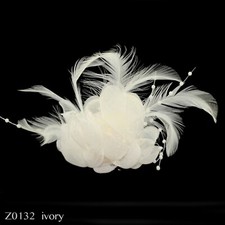Haarblumen Z132 Feder Fascinator Ansteckblume Brosche Clip Lafairy Haardeko