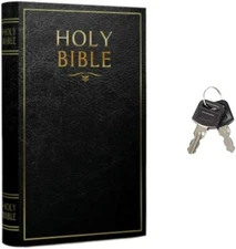 Real Pages Portable Hidden Book Safe - Hollowed Bible Book w/ KEYS