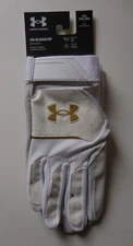 Under Armour UA Clean Up Batting Gloves Men White/Metallic Faded Gold 2XL