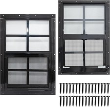 2 Pack Shed Windows W/ Black Frame 24 x 36 Flush Mount Small Window W/ Tempered