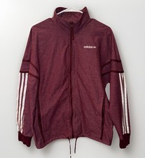 ADIDAS Originals Heather Red Track Jacket Small, Full Zip, Waist Draw String,EUC