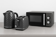 Kettle Toaster Microwave Grey  Diamond Textured New George Home