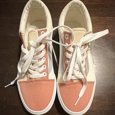 VANS Old Skool Low Top Lace-Up Canvas Sneakers Colorblock Pink White Blue