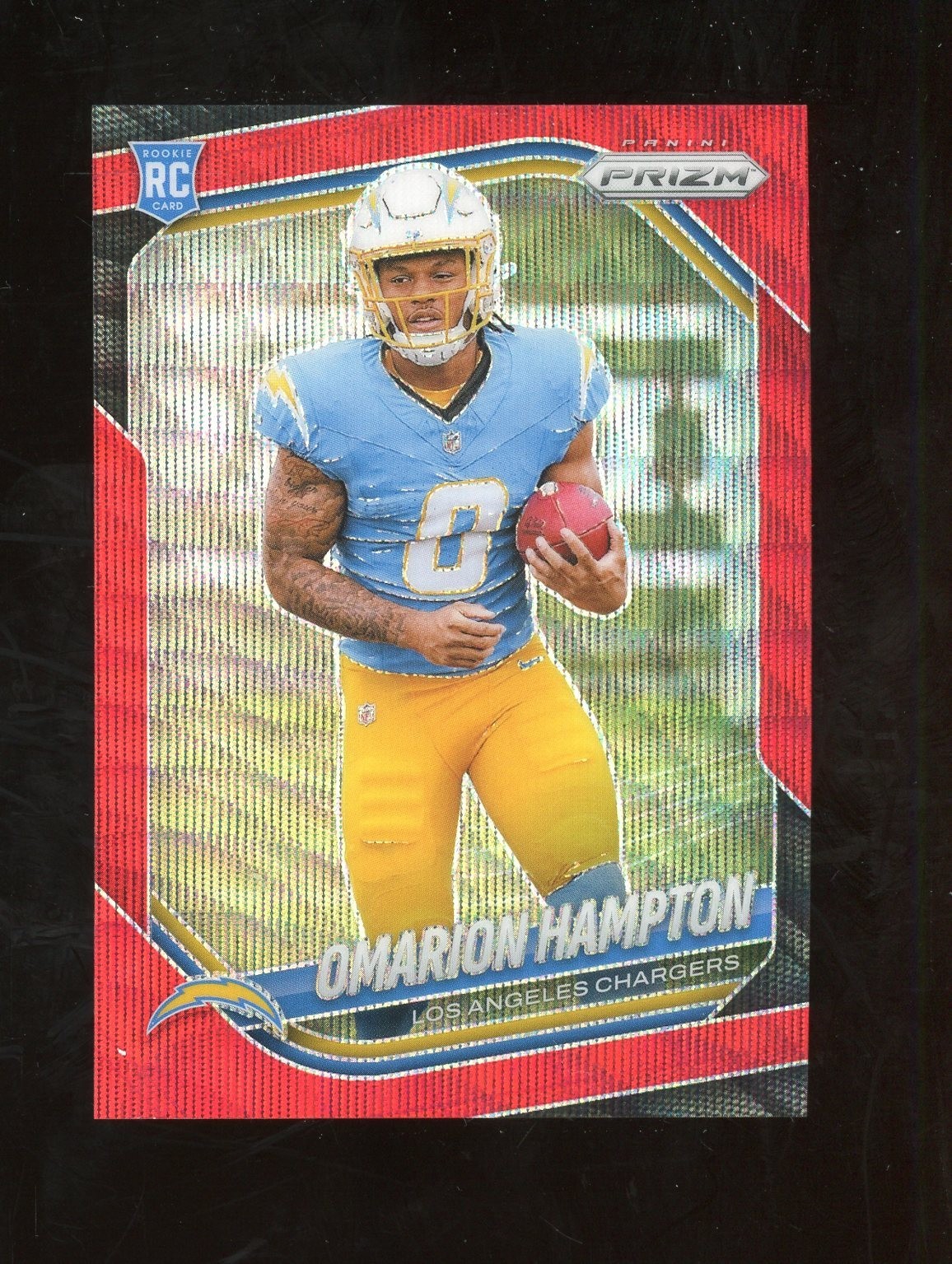 2025 Panini Red Wave Prizm #355 Omarion Hampton Chargers RC Rookie /149