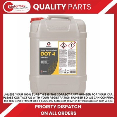 Comma BF420L DOT 4 Synthetic Brake and Clutch Fluid, FMVSS 116 DOT 3/4 - 20ltrs