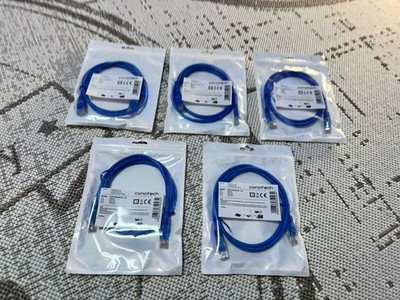 1 Meter UTP LAN Patchkabel KAT 5e Conotech (5 Stück Set) blau Ethernet Kabel NEU
