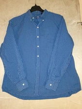 Izod Men's Button Down Shirt Size XXL Blue Plaid Long Sleeve