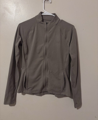 Reebok Women s Gray Full Zip Track Jacket w/ Pockets Solid Athleisure Size S
