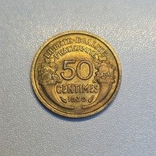 50 Centimes 1939 very good Condition Coin France 