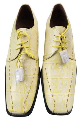 Marco Vicci Mens Yellow Leather Lace-Up Oxford Dress Shoes Size US 11 NWOB