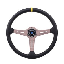 Perforated Leather Steering Wheel 15-inch Classic Titanium Chrome New