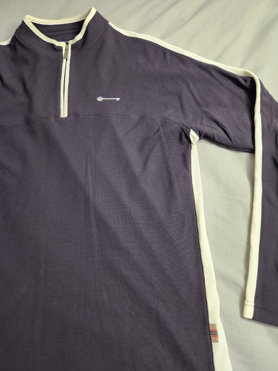 Burberry Golf Pullover Mens Sz Medium Black White 1/4 Zip Preppy