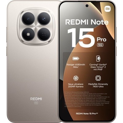 Xiaomi REDMI Note 15 Pro 5G 256 GB Titanium Dual SIM Smartphone Handy