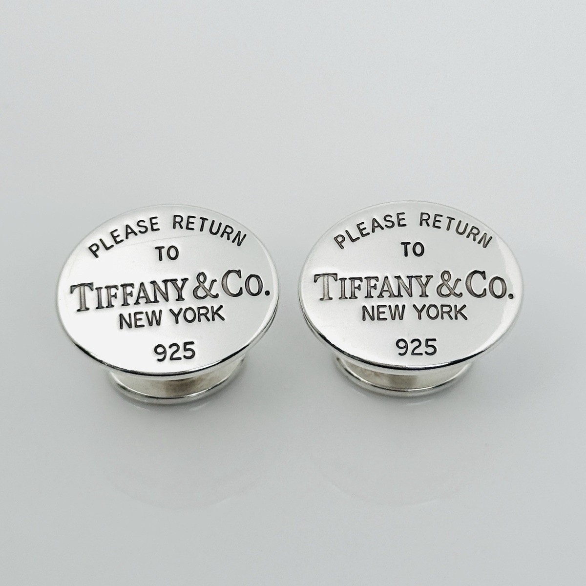 Please Return to Tiffany Oval Cufflinks in Silver with Hallmarks