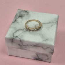 Vintage 9ct Yellow Gold CZ Half Eternity Ring Set Wedding Band Size Uk I 1/2