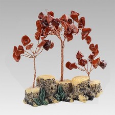 Bonsái árbol dinero piedra jaspe rojo natural con base cristal estatuilla curativa
