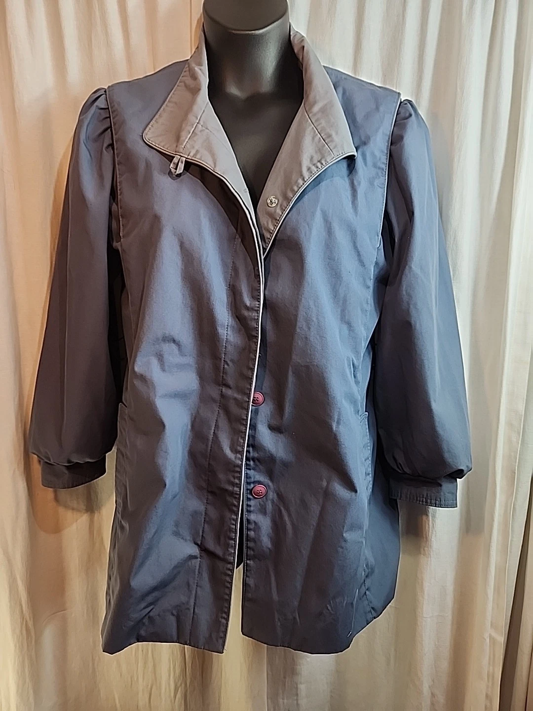 Foxland vintage lightweight jacket, retro windbreaker, 3/4 sleeves, snap button